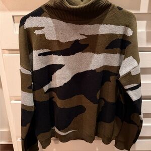 Karlie Boutique Women's Turtleneck Camouflage Sweater - Olive, Black, Gray